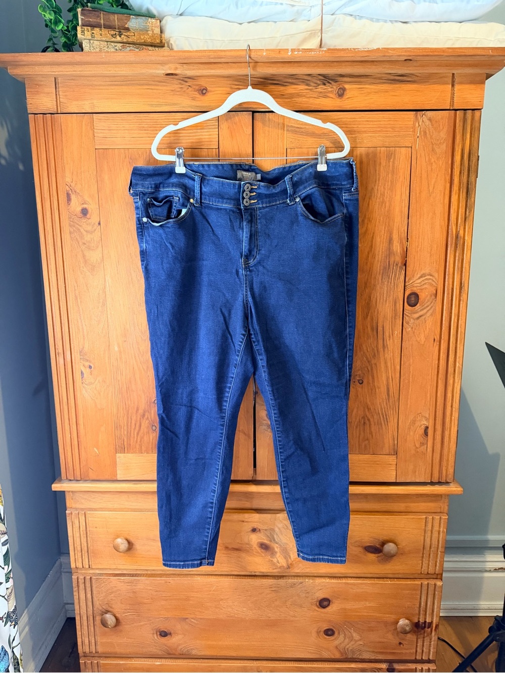 torrid Dark Blue Skinny Jeans - Triple Button Front